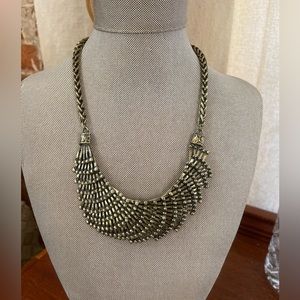 Vintage Gold Tone Bib Style Statement Necklace
